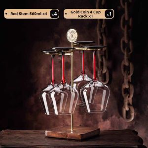 BOANG | Home Crystal Red Wine Glass Set Black Bow Tie Large Belly European Style