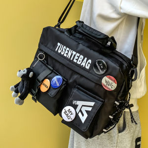 Casual Nylon Crossbody Bag for Men and Women Large Capacity Sport Mailer Bag Student Single-Shoulder Book Bag Workwear Backpack