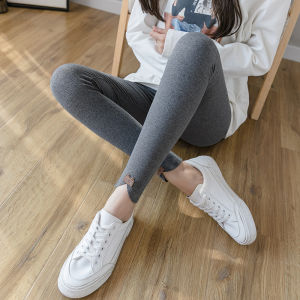 Leggings Womens Spring Autumn Thin Outerwear High Waist Style in Gray Thread Plus Size Ladies Plus Size Long Johns Cotton Pants Stretch Tight Pants