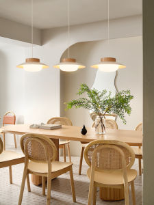 Log Cream Style Dining Room Chandelier Three-Head Bench Dining Table Lamp Cozy Japanese Dining Room Dining Table Lamp Scandinavian Bar Lamp