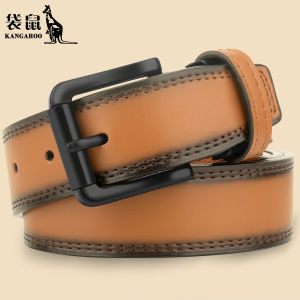Kangaroo | Genuine Leather Pin Buckle Mens Belt for Middle-aged Businessmen