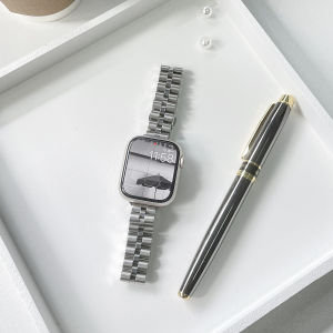 Silver Metal AppleWatch Band Collection S11 S10/9 Stainless Steel Compatible with iWatch8/SE/7/6 Magnetic Absorption Womens Style