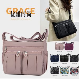Fashionable Large Capacity Nylon Crossbody Bag Casual Water-Resistant Shoulder Bag for Women Trendy Canvas Mom Bag