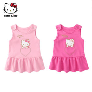 Halloween Christmas Sanrios Hellokittys Anime Kawaii Kids Cotton Vest Skirt Girls Print Sleeveless Beach Princess Dress Summer Infant Baby Clothes