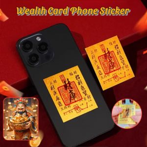 🔥【Fortune cannot be stopped】🔥Five-Way Fortune God Wealth Attraction Card Phone Sticker/Gold Foil Amulet/Daily Wealth Increase Creative Luck-Enhancing Gold Leaf Feng Shui Decor/Wealth-Boosting Ornament