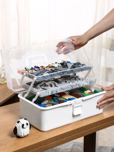 Lego Storage Box Multi-Layer Kids Toy Building Blocks Storage Box Small Particle Puzzle Parts Classification Box Suitcase