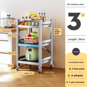 JUMEISHI | Mobile Multifunctional Stainless Steel Kitchen Shelf