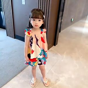 Short Sleeved Shorts Set for Girls and Babies Casual Dress Two-piece Set for Cute Childrens Wear