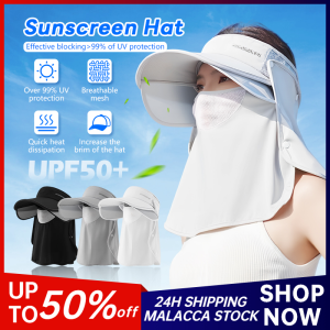 Ladies Full Face Sun Hat Outdoor Detachable Neck Protection Large Brim Hat Anti-UV Full Face Shield Sunshade Cap Topi Wanita 太陽帽