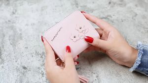 กระเป๋าสตางค์น่ารัก กระเป๋าใส่เหรียญ กระเป๋าสตางค์ผู้หญิง กระเป๋าสตางค์สองพับและสามพับ บริเวณหนังนุ่ม กระบวนการที่ทำจากทำรายไปที่สุด