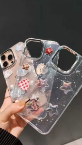 Sunny case เคสใสกริตเตอร์ ลายหัวใจตาราง สำหรับ ไอโฟน11 i12 12pro 12proMax i13 13proMax i14 14proMax 14plus 15plus i15 15proMax i16 16plus 16pro 16proMax