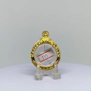 No.A(195) ตลับพระ กรอบพระไมครอนฝังพลอย เหรียญกลม กลม ขนาดวงใน 3.0*3.4 ซม. ขนาดที่ใส่สวย 2.6*3.0 ซม. หรือขนาดพระที่ใกล้เคียง