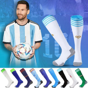2022 Long Football Socks National Team Brazil France Argentina Adult and Children Towel Bottom Athletic Socks