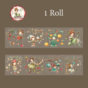Mr. Paper Christmas Landscape Tape 1 roll Halloween Village Snowman Cat Light Tree Handbook Decoration DIY Gifts 2M Length