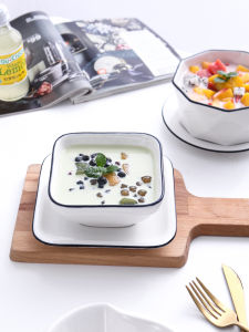 Bộ Bát Ăn Tráng Miệng Gốm Sứ Vẽ Tay Sáng Tạo Bát Nước Đường芋圆西米露 Bát Bát Yến Mạch Trái Cây Phong Cách Cổ Điển Hình Dạng Bất Đối Xứng