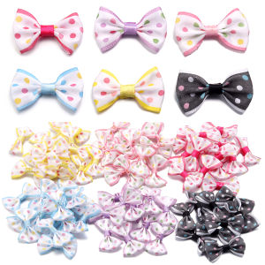 30Pcs Small Mini Handmade DIY Dot Satin Ribbon Bow For DIY Craft Wedding Bow Tie Garment Decoration & Kids Hairpins