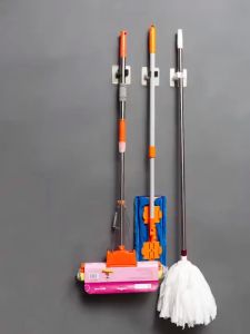 Powerful Trace-Less mop clip Mop Hook Rack Hanger Kitchen Bathroom Clip Mop Holder Hook Bathroom Wall Sticker No punching