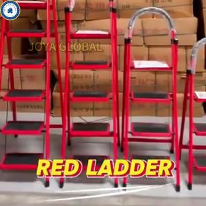 3/4/5/6 Steps Aluminum Folding Step Ladder Household Multifunction Non-Slip Ladder Lightweight Carbon Steel Ladder Red