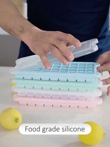 Ice Cube Mold Silicone Honeycomb 24 and 36 Grid Tray with Non-Spill Lid Multifunctional Household Chocolate Mold Stackable Ice Trays For Freezer Cocktail Whiskey Kitchen Utensils Kitchen Accessories