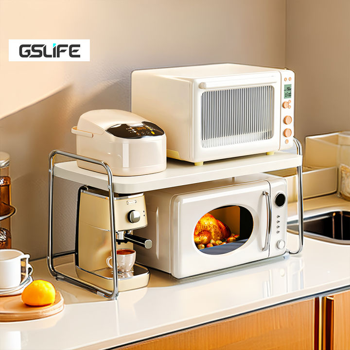 GSlife🔥🔥Microwave Organizer Rack Oven Shelves Stainless Steel Kitchen ...