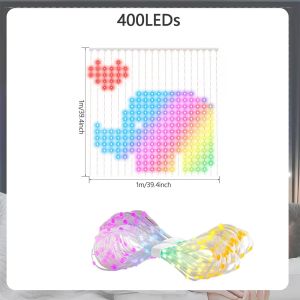 APP Control Curtain Light RGB Music Sync DIY Pattern Design for Living Room Backdrop Wall Remote Timer Brightness Setting