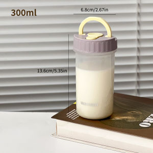 300ML Portable Plastic Yogurt Oat Container With Handle Cute Fruit Salad Cup For Kids Student Microwave Heatable Food Container