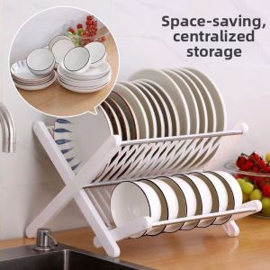 Foldable No-Installation Dish Rack Kitchen Storage
