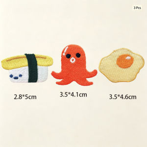 3-15Pcs Cute Japanese Food Iron On Embroidery Patches Set Kawaii Sushi Octopus Egg Toast Applique DIY Clothing Repair Decor