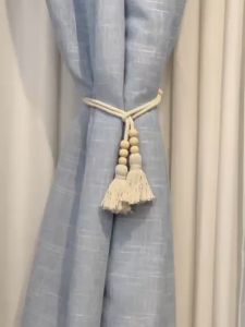 2Pcs Wood Bead Curtain Tie Bohemian Style Curtain Ties Tassels Curtain Tieback for Modern Curtain
