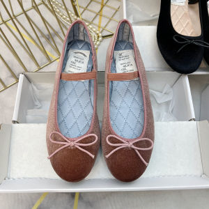 Phong Cách Hàn Quốc Giày Ballet Đáy Bằng Nút Bướm Mary Janes Retro Lụa Mềm Đáy Nhẹ Sinh Viên Bé Gái Giày Đơn