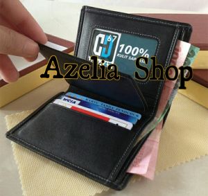 dompet Lipat kulit sapi asli-pria-ukuran mini-minimalis
