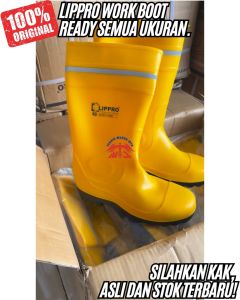 LIPPRO Sepatu Boot Karet Kuning Ujung Besi Tinggi Proyek - Safety First Rain Boots Shoes Rainboots
