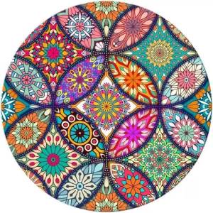 Tấm Lót Chuột Tròn Mandala Xinh Xắn 9x9 Inch Đế Cao Su Chống Trượt Chống Thấm Nước Được Khâu Cạnh Da Hai Mặt Tấm Lót Chuột Văn Phòng