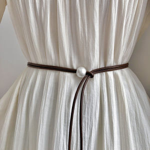 Pearl Thin Waist Belt for Dresses Womens Fashion Accessory