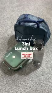 Eatkit Paket Kotak Makan Siang 1250ml Lunch Box Dua Lapis Microwaveable Anti Tumpah