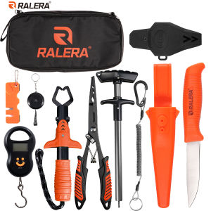 RALERA Fishing Gear Tool Kit Fish Gripper Pliers Hook Remover Knife Lanyards Storage Bag Saltwater Fly Fishing Stuff Tackle Kit