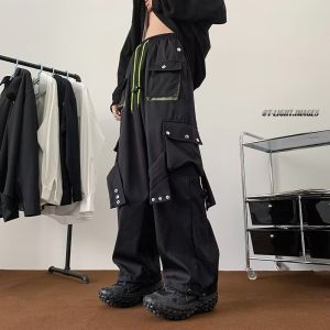 Streetwear Hip Hop Joggers Cargo Pants Men Overalls Multi-Pocket Black Pants Harajuku Fashion Mens Wide Leg Baggy Sweatpants