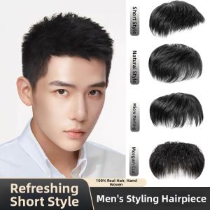 WEIWEI | Men Short Light Hairpiece Real Hair Top Thinning Cover