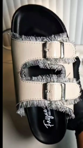 BELLE PUTIH TULANG Sandal Wanita pria FAYUE | SIZE 35 - 45 sandal tinggi warna krem putih hitam sandal flat bahan kulit sintetis dan kanvas premium Sandal Wanita Kekinian Sandal Fuji Korea Sandal Jelly Slop Wedges Premium Tidak Licin Empuk