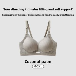 Miiow | Maternity Nursing Underwear Womens Anti-Sagging Gathered Postpartum Feeding Pregnancy Exclusive Front Opening Seamless Bra