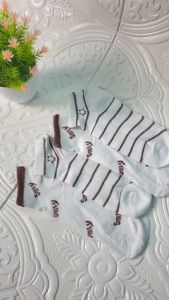 DRKS122 Kaos Kaki Pendek Wanita Motif Senyum Ankle Socks Semata Kaki Warna Brown