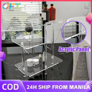 3-Layer Acrylic Square Step Table Movable Coffee Table Transparent Bedside Table Sofa Bathroom Side Table Snack Rack Flower Pot Display Rack For Bathrooms Living Rooms
