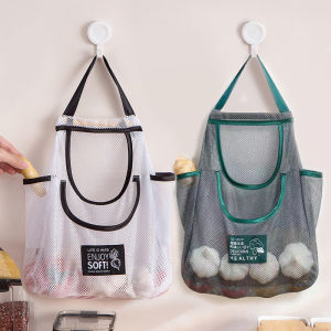 Kitchen Fruit and Vegetable Storage Net Pocket Wall-mounted Reusable Household Hollow Storage Bag for Ginger Garlic Potatoes and Onions