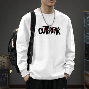 Mens Long Sleeve Cotton Sweatshirt Thickened Loose Fit Base Shirt Urban Fashion Casual Tee Breathable Comfortable Spring Autumn