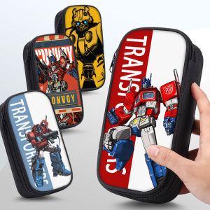 Transformers Pencil Case Large Capacity Boys Students Stationery Box Middle School Boys Childrens Cartoon Print Canvas Pouch