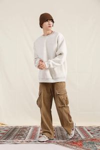 เสื้อไหมพรมบูขนกันหนาวคอกลมขนาด Over Size สำหรับเสื้อสเวต์ชาย/หญิง