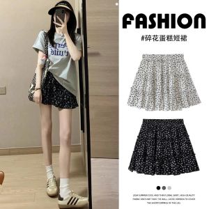 Black Shivering Skirt Womens Summer Thin 2024 New Arrival Small High Waist A- line Slimming Short Skirt Cake Dress