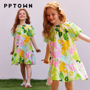 PPTOWN | Girl Floral Princess Dress Bubble Sleeve