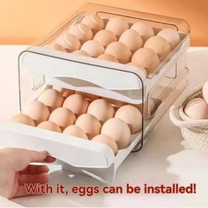 1Pc Egg Storage Box Refrigerator Drawer-Type Duck Egg Cute Double-Layer Kitchen Organization Fresh-Keeping Egg Box