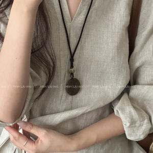 New Chinese Style Womens Necklace Safety Buckle Design Sweater Chain Versatile Fashionable Ethnic Feeling Matching Accessories